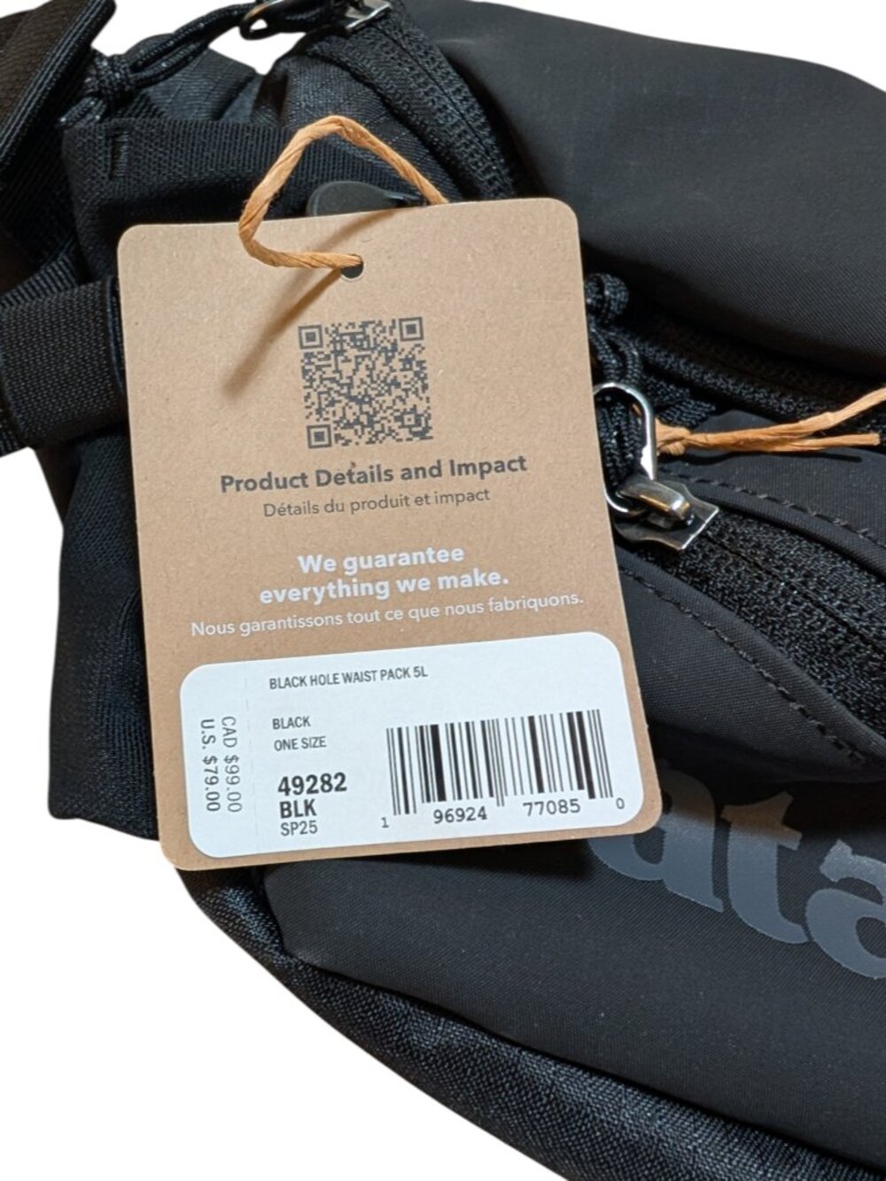 Patagonia Black Hole Waist Pack 5L Fanny Pack Hip Pack Sling 49282 NEW w/Tags - Picture 2 of 9